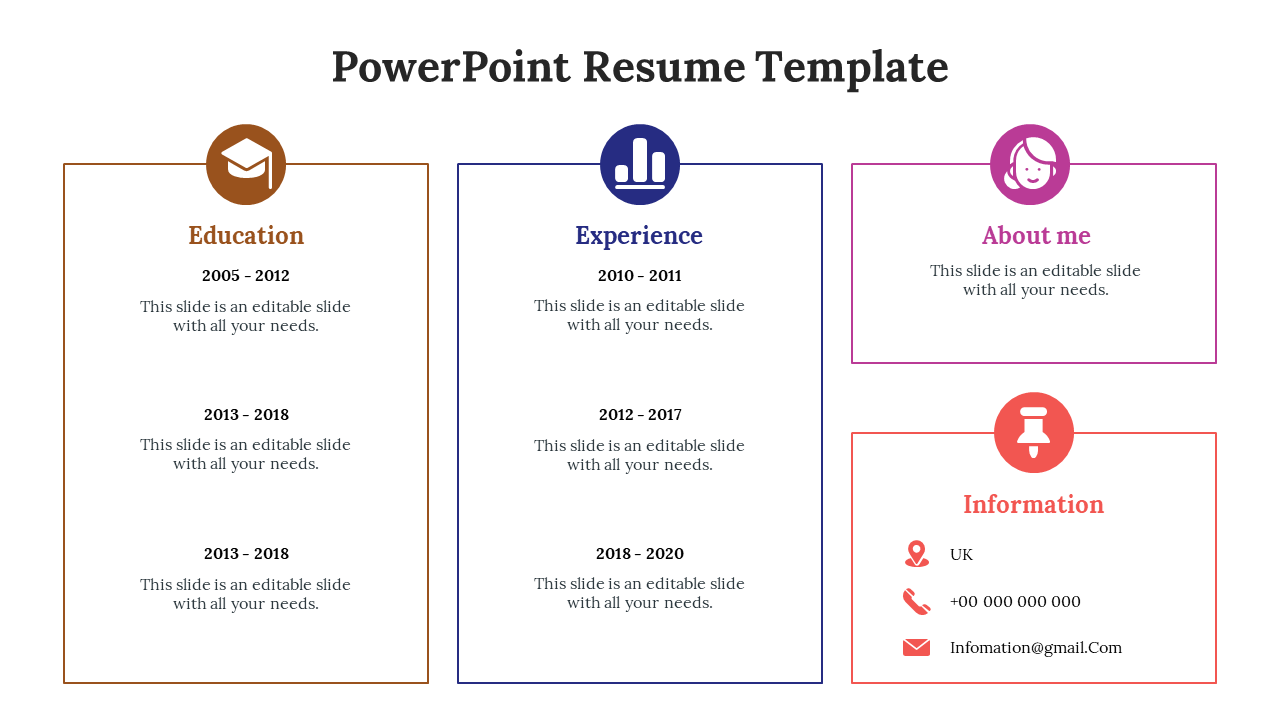 Free - Sample Resume PowerPoint And Google Slides Template