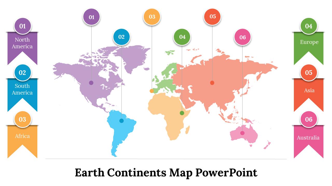 Earth Continents Map PowerPoint