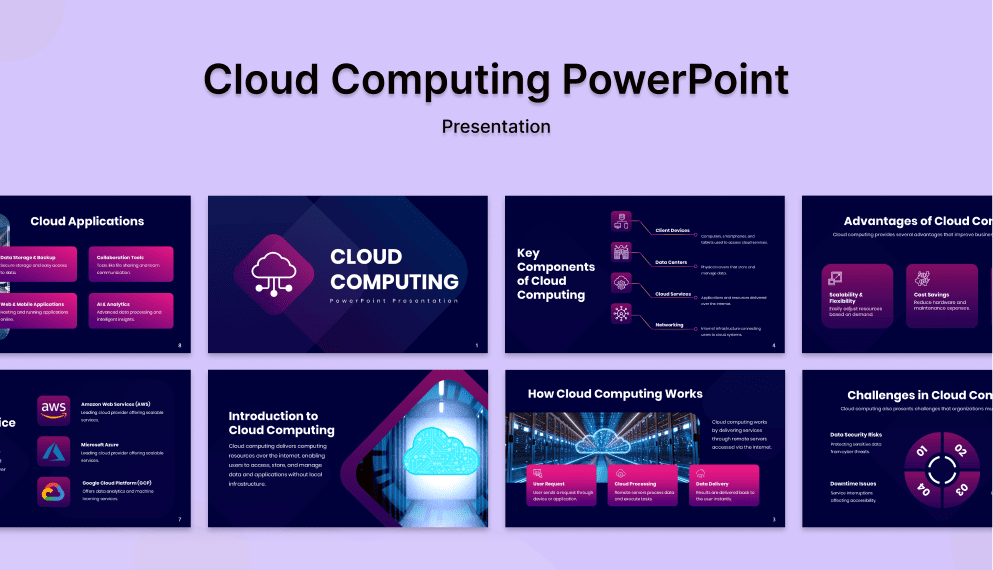 Cloud Computing Presentation: Designed to explain features, benefits, and processes in a visually engaging format. slide1