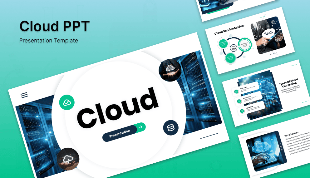 Cloud PPT Templates: Create clear and visually engaging cloud presentations with modern, easy-to-edit slide designs. slide1