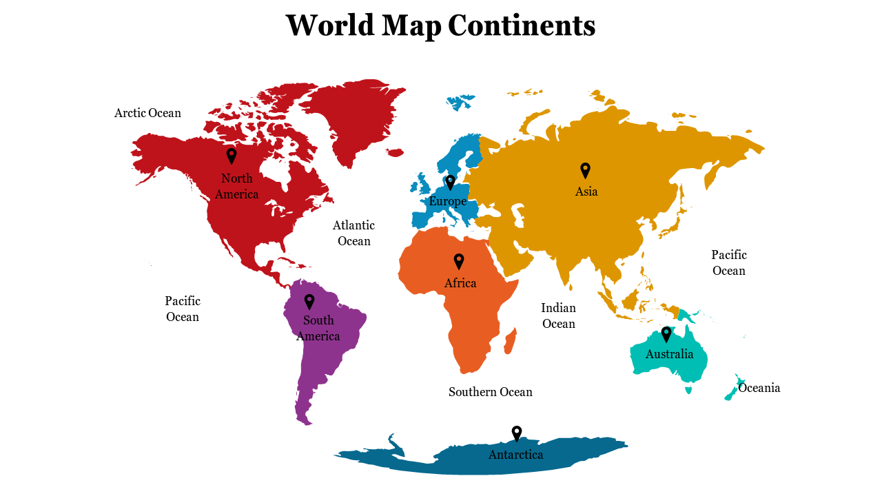 World Map Continents  slide1