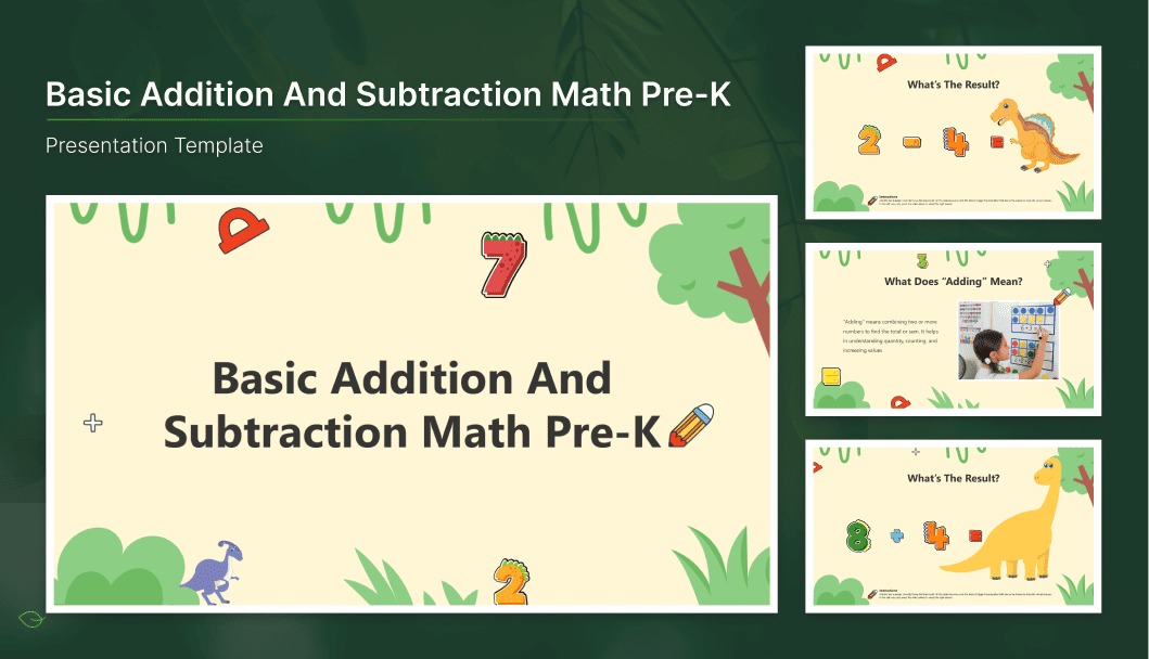Basic Addition And Subtraction Math Pre-K  slide1