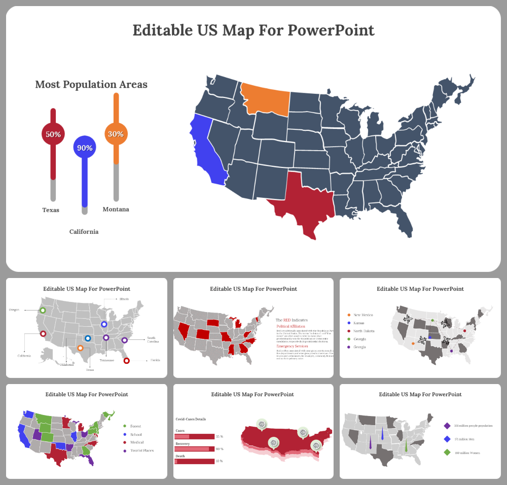Editable US Map PowerPoint And Google Slides Templates