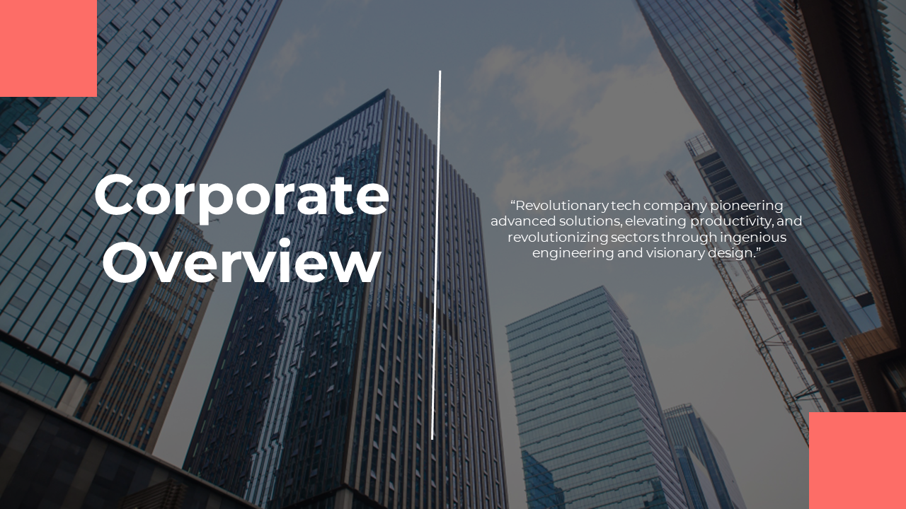 Skyscrapers rise against a blue sky, with bold white title and a quote, with a centered divider and red geometric accents.
