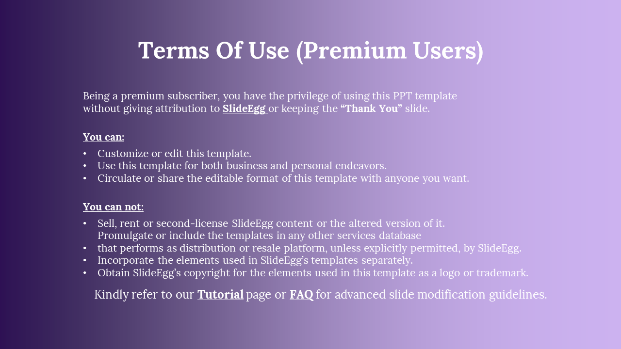 Gradient purple slide with text in a bold font, including bullet points and two hyperlinks in a modern layout.