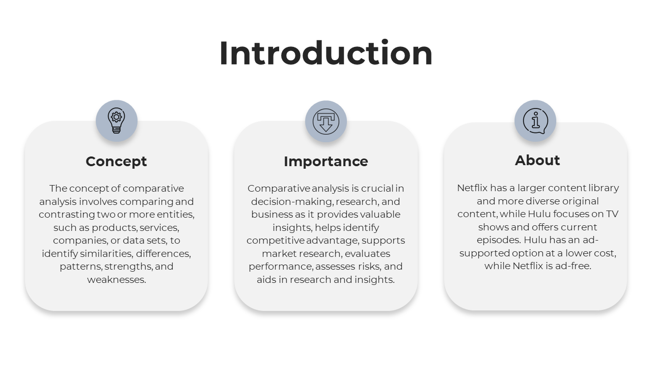 Structured layout with three white sections, each featuring a gray icon and text, divided by bold black headings.