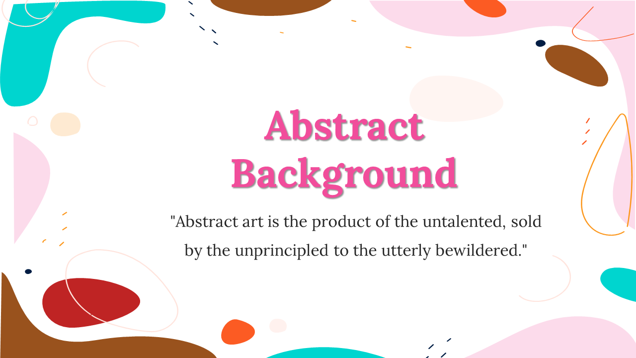 Abstract design with colorful organic ovals and lines shapes in pink, green, red, and orange, surrounding the text.