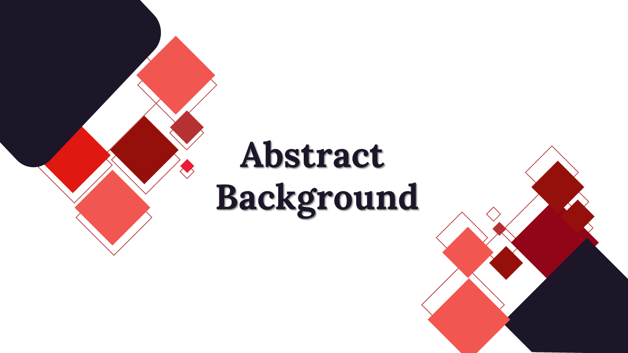 Red and dark maroon square shapes arranged abstractly around the central text box, set against a white background.