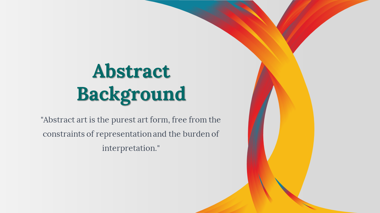 Abstract background with curving red, yellow, and teal swirls, and a central text box with a quote.