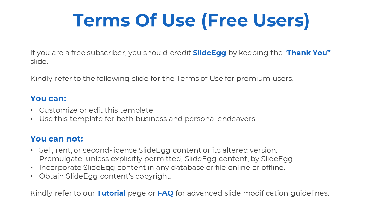 Professional layout with a blue title, black content, bullet points, and hyperlinks explaining restrictions for free users.