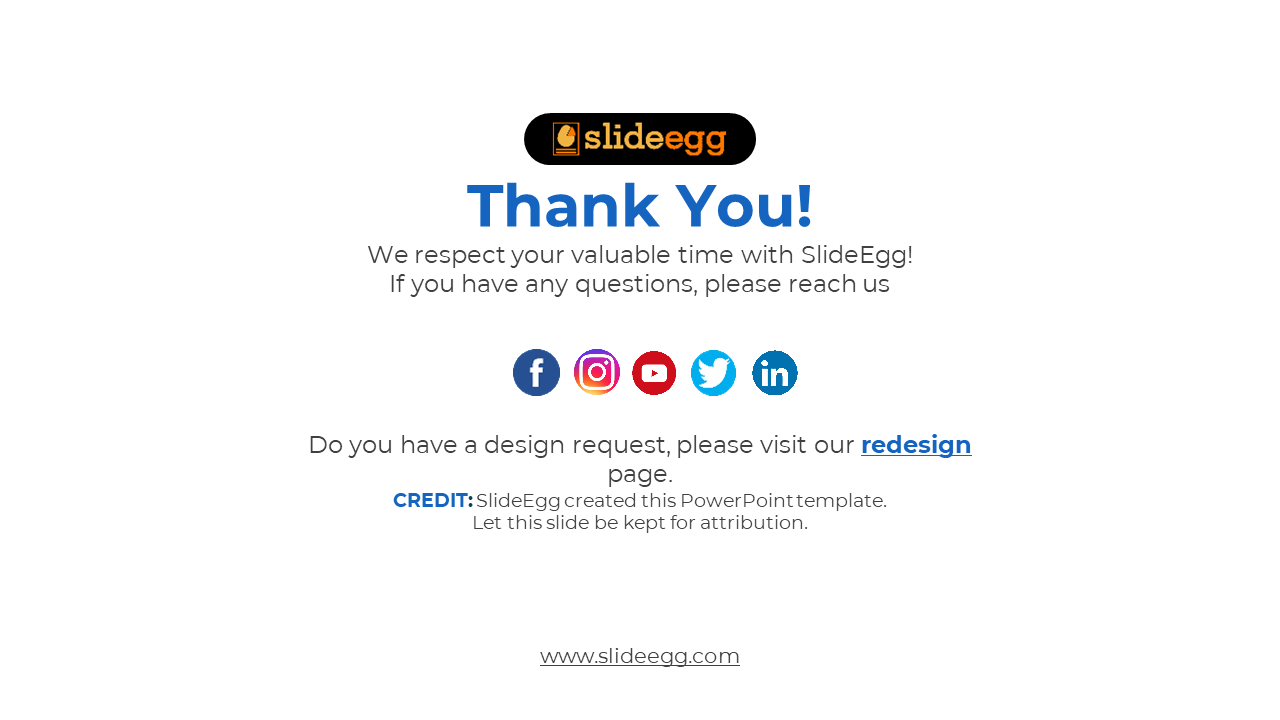 Clean white slide with blue text, a black logo at the top, and colorful social media icons arranged in a row below.
