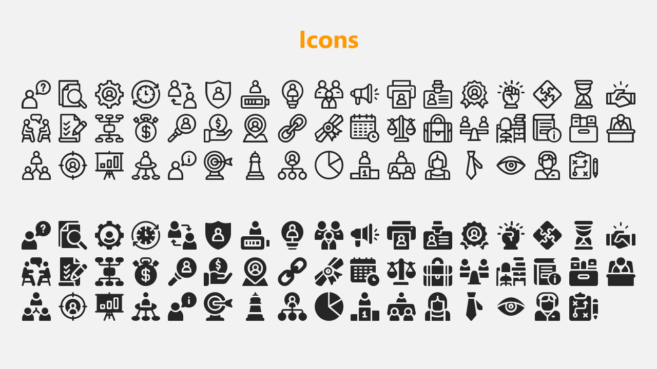 Collection of black outline icons arranged in two rows, with geometric shapes like circles and squares on a white background.