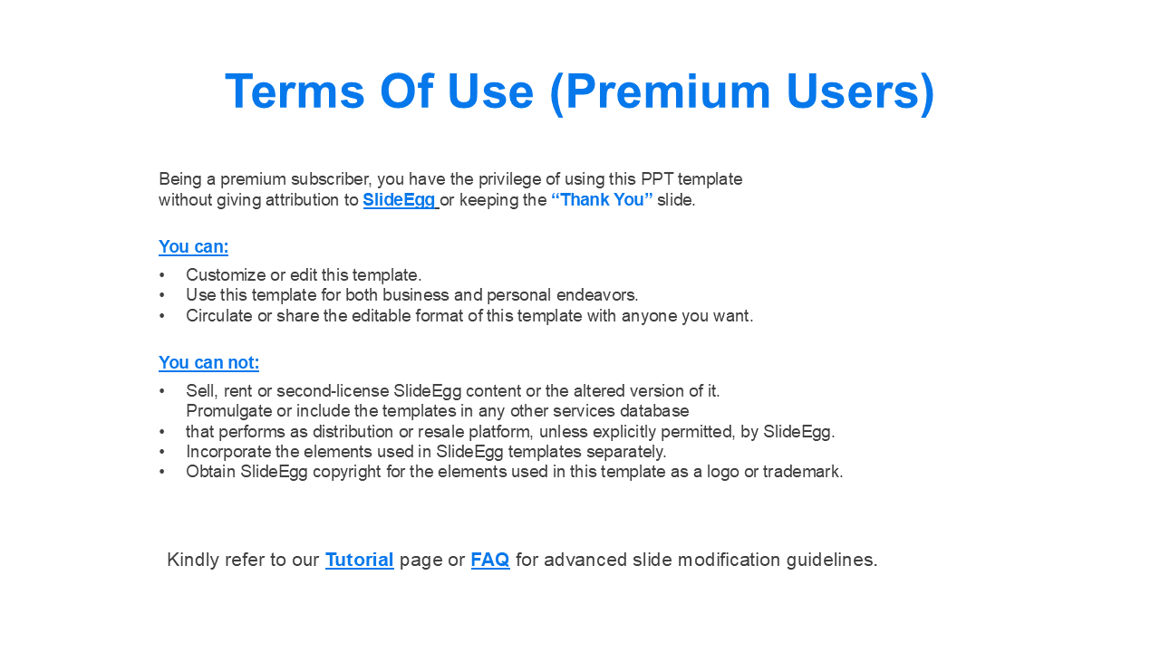 Center aligned slide with bold blue heading, black subtext, and bullet points in a simple white background layout.