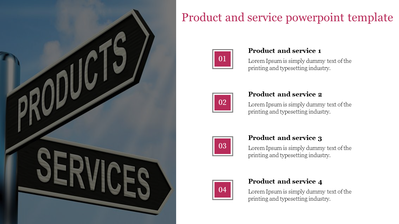 Directional signpost image on left, and white background with a list of four pink numbered boxes on right.