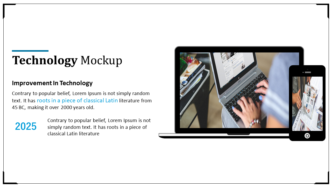 Technology mockup featuring a laptop and phone with a digital view of a website, highlighting progress on a white backdrop.