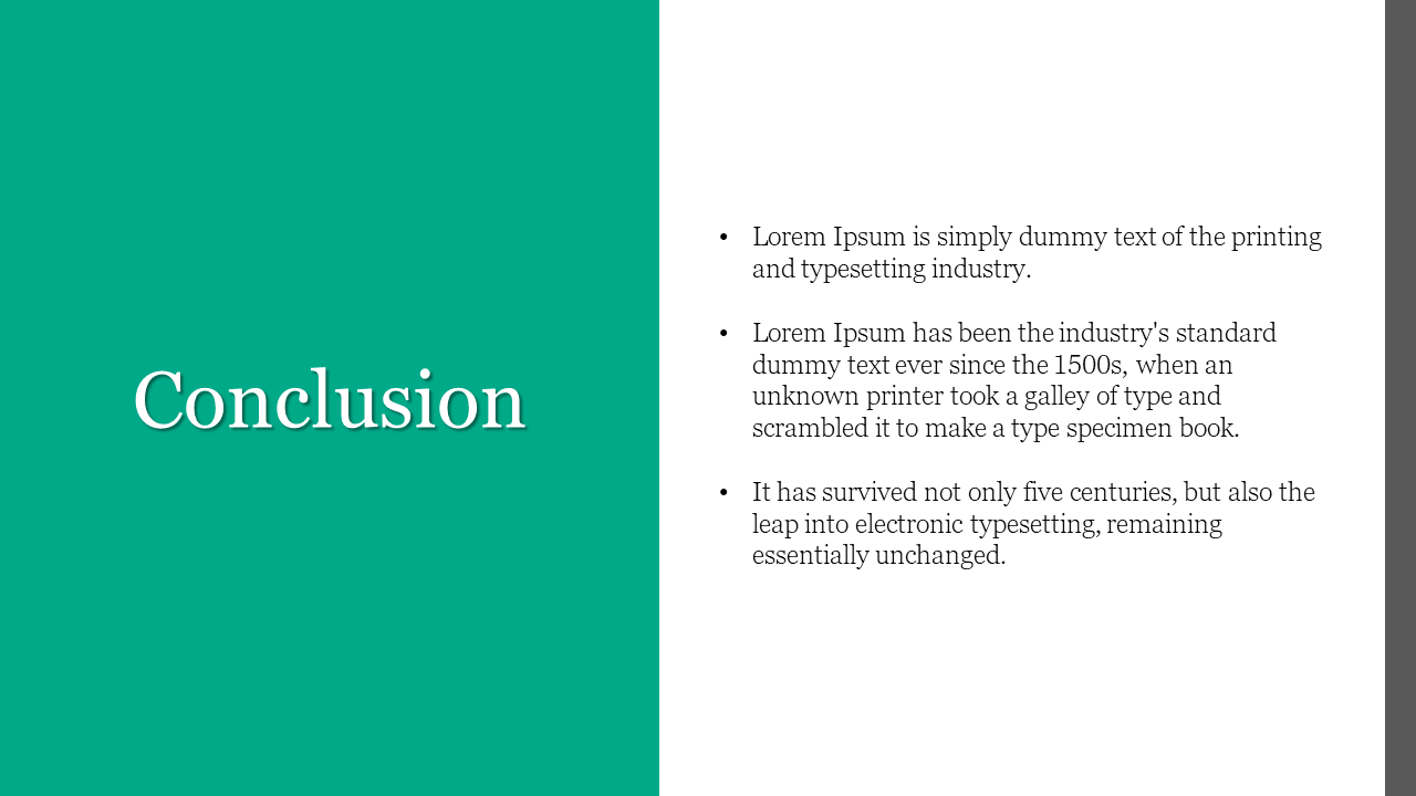 Green conclusion discusses the legacy of text, its historical use in print, and its survival in electronic typesetting.