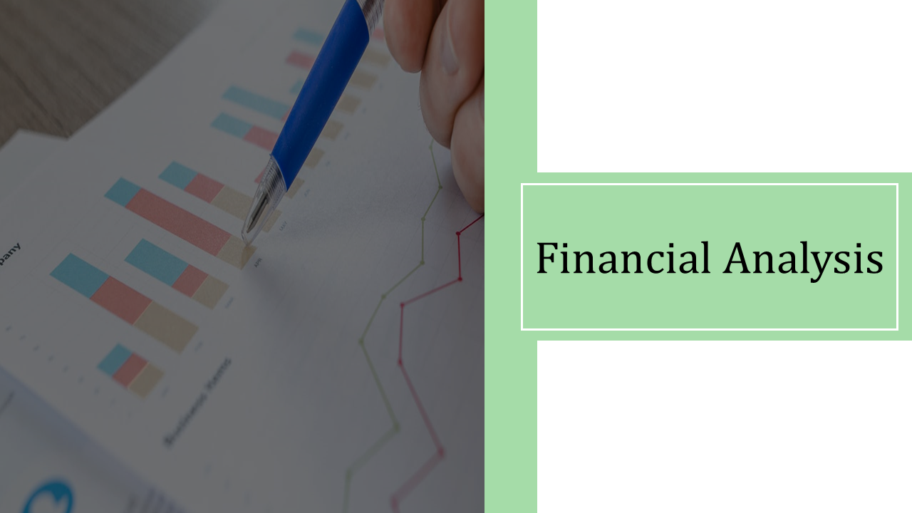 A hand pointing at a financial chart with colored bar graphs and a line graph on a white and green backdrop.