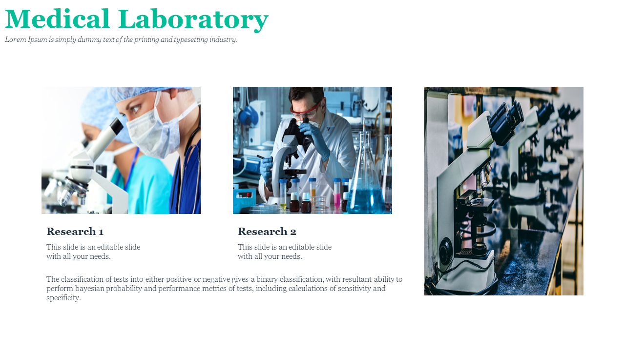 Close up of two laboratory researchers working with microscopes, emphasizing research in a medical lab environment.