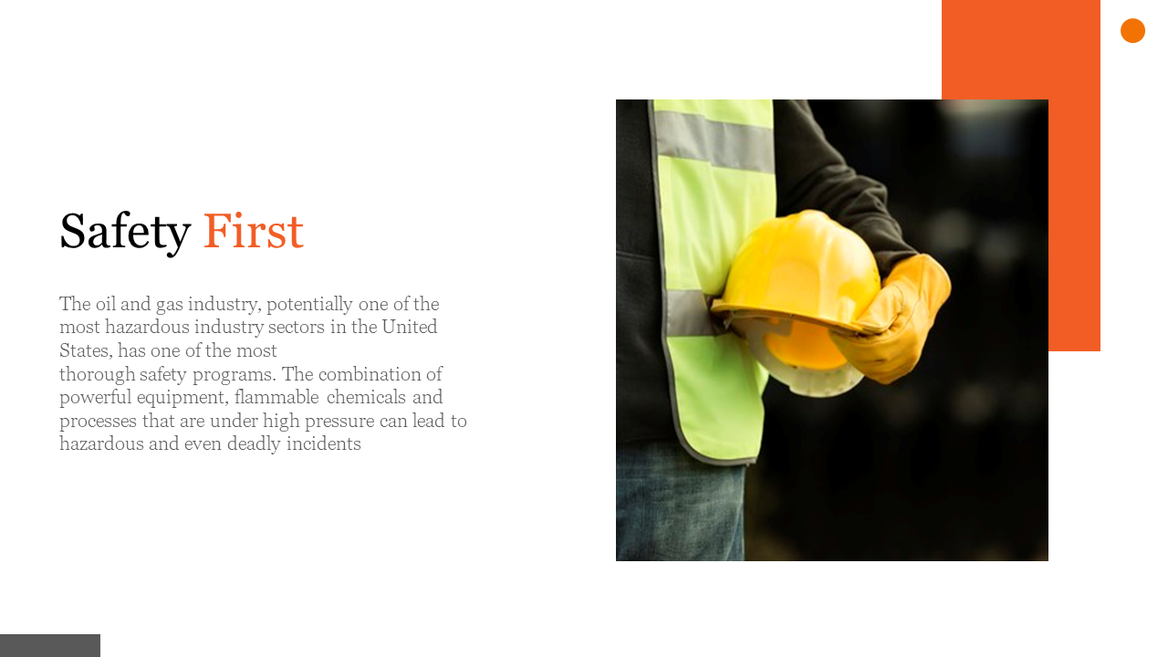 Safety first in the oil and gas industry with a worker holding a helmet and wearing protective gear on a white backdrop.