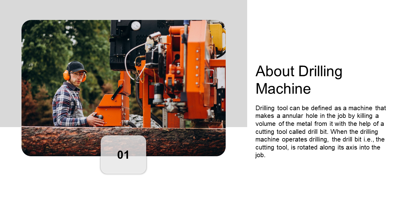 A worker operating a drilling machine in a forest, wearing safety headphones and working on a tree with the machinery.