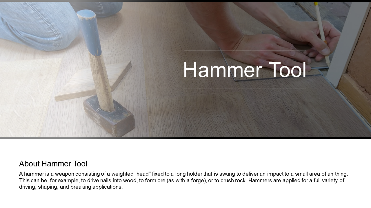 Close up of a hammer tool resting on wood, with someone measuring a wooden surface.