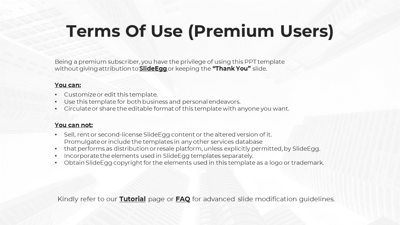 Guidelines for premium users, including customization rights and prohibitions on second licensing and incorporating elements.
