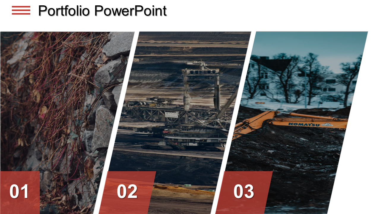 Three slanted coal themed photos with red numbered tags, and a bold title, set on a white background.