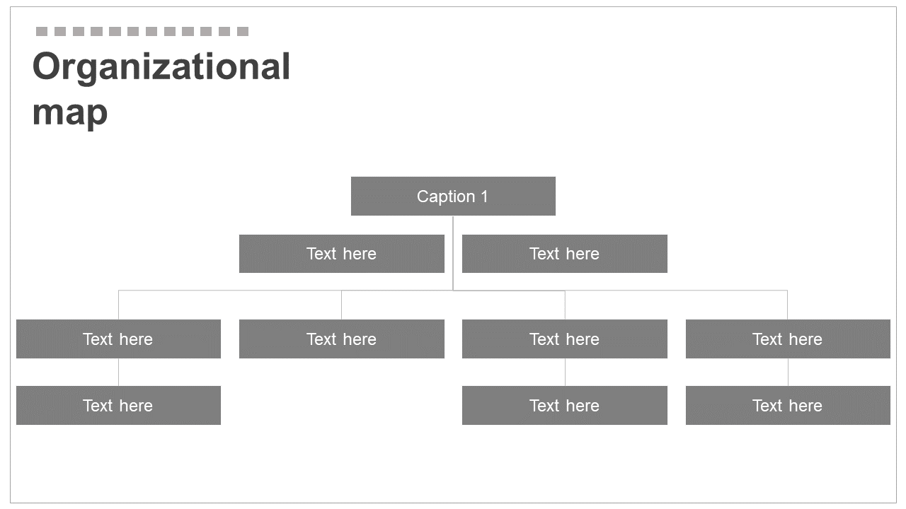 Organizational chart with a central caption and branches extending to various gray text blocks, in a simple structure.