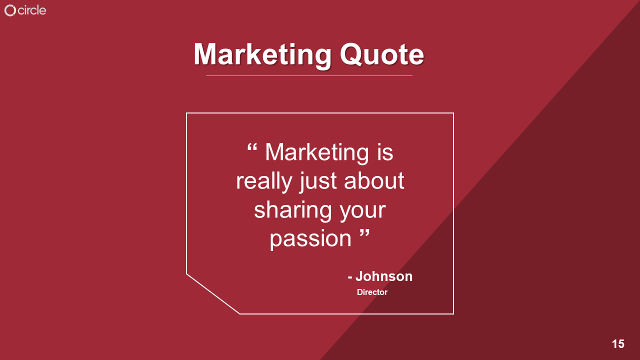 Red background with a white framed quote box in the center, featuring centered text, in a simple design.