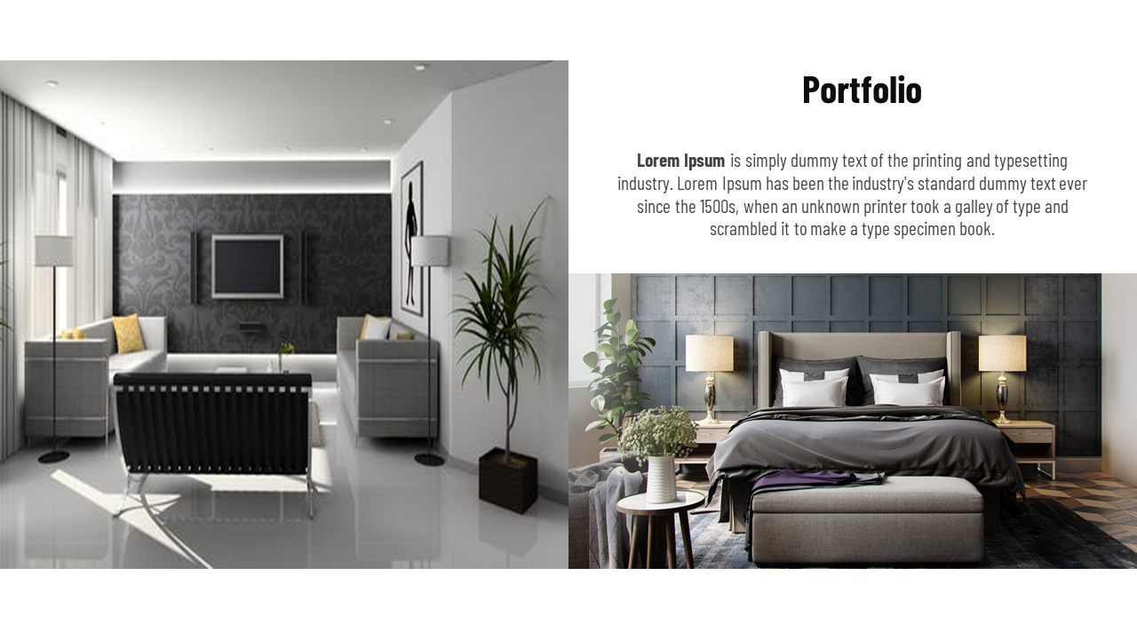 Interior design ideas featuring a minimalist living room and a sophisticated bedroom, with modern furniture and lighting.
