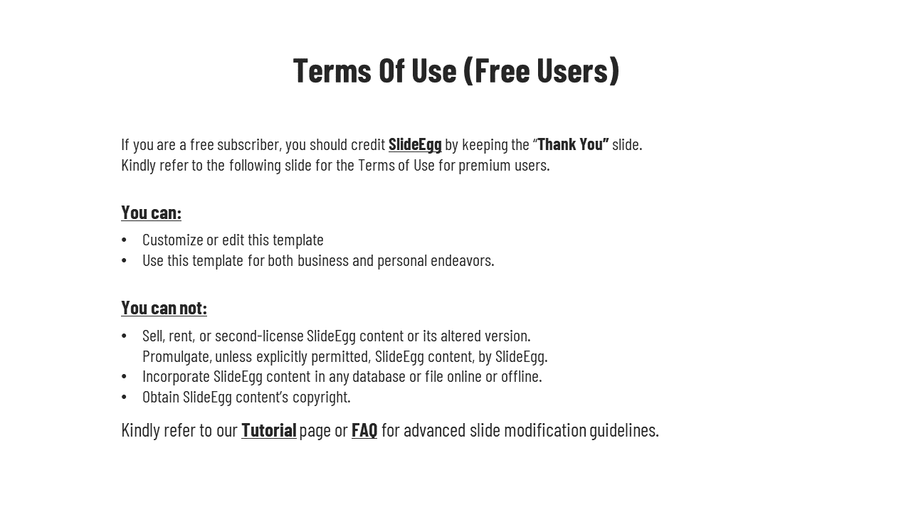 White layout with vertically stacked content, bold section titles, and standard black bullet points.