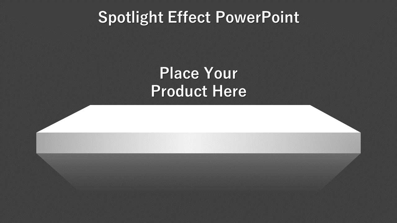 Slide feuring a floating white platform with shadow effect centered on a dark gray background with text above.