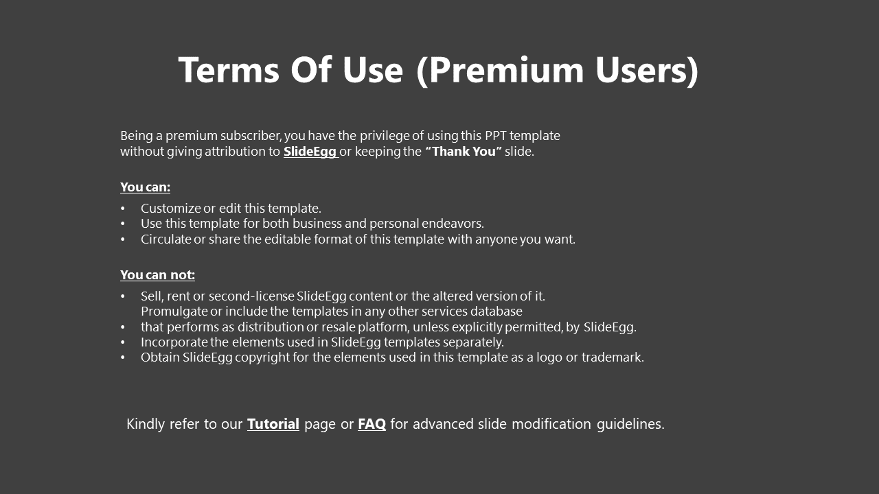 Structured guide layout with a centered heading, bullet list, and bold terms for premium user actions, on a gray background.