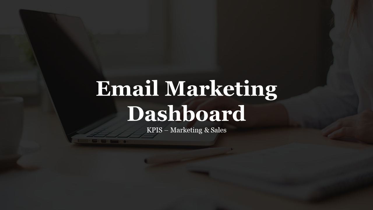 Dark blurred background with a laptop and hand, featuring bold white centered text overlay in large serif font.