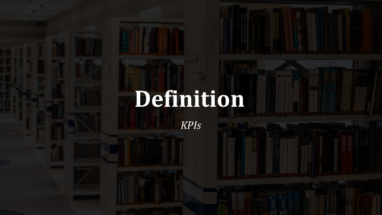 Centered bold white title over a darkened background of bookshelves in a library setting.