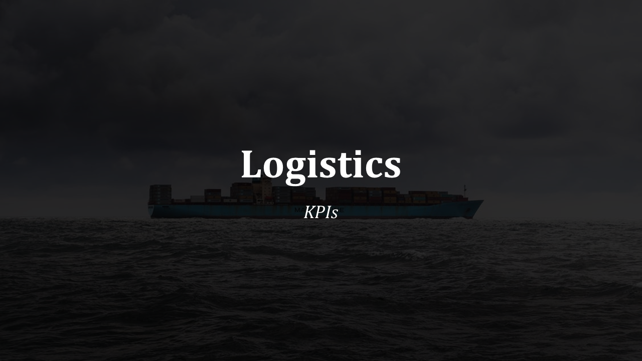 Dark toned image with a cargo ship on the ocean under cloudy skies, and centered bold white title text.