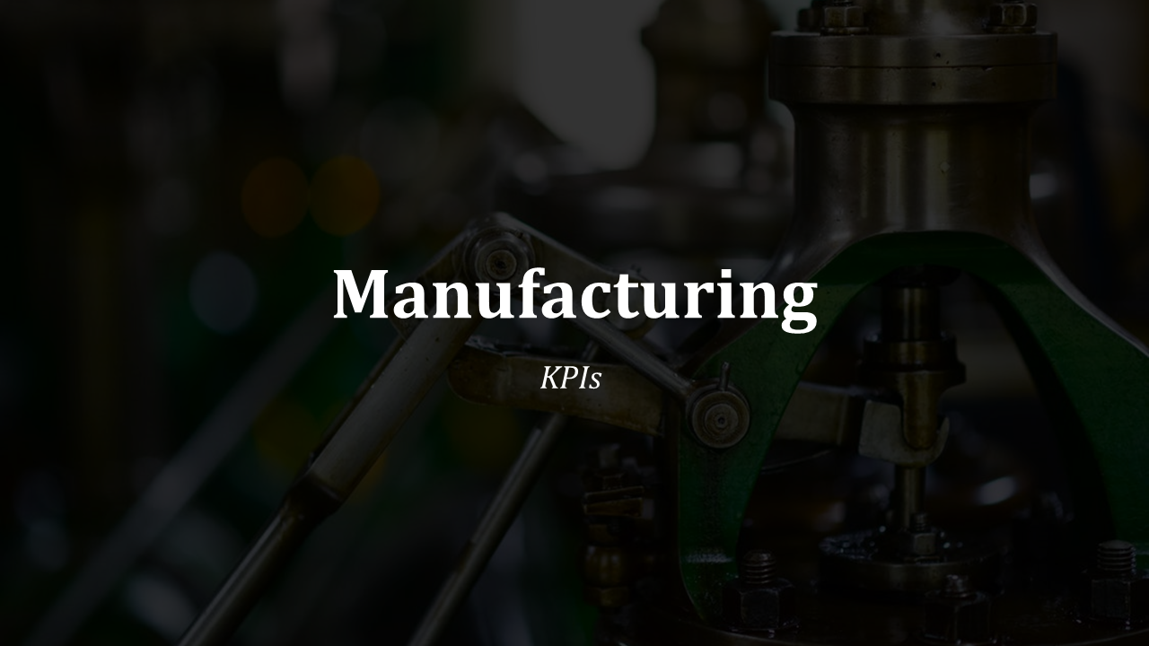 Close up of industrial machine parts in dark tones with green and metallic highlights, and white centered text overlay.