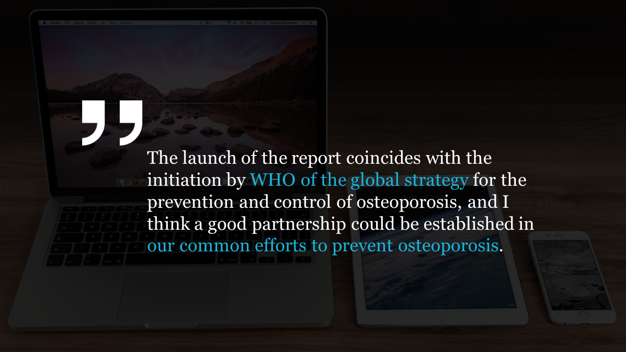 Slide featuring a laptop, tablet, and phone on a wooden surface, with a white quote in the foreground on a dark gradient.