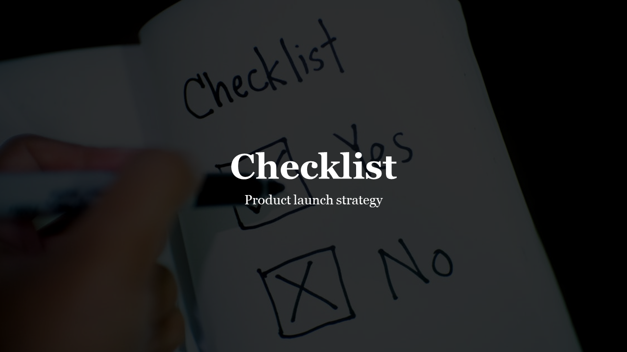 Dark themed image showing a handwritten checklist with bold white centered text overlay for title.