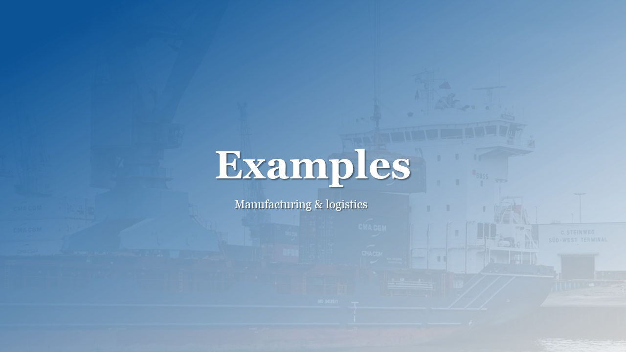 Blue gradient background featuring a ship and cargo containers, with a white header in the center.