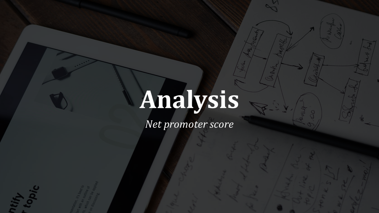 Dark themed layout with tablet and hand drawn flowchart on white paper to the right, with centered bold heading.