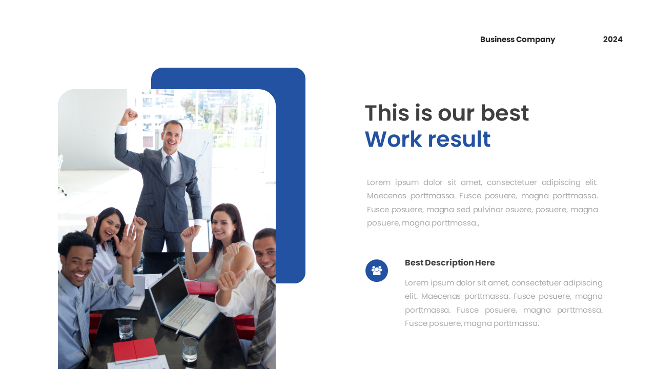 Team of professionals celebrating success in an office setting with raised hands and smiles in a white theme.