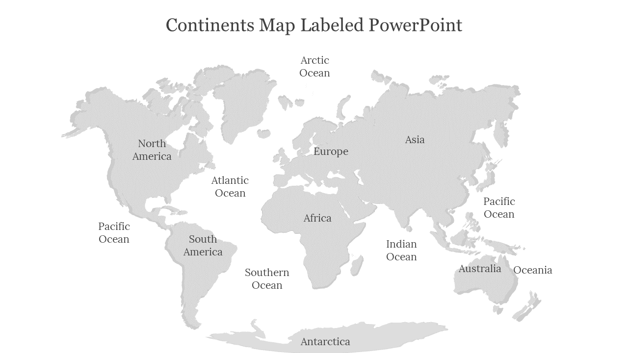 A simple grayscale world map with ocean and continent labels such as Pacific Ocean, Indian Ocean, and Antarctica.
