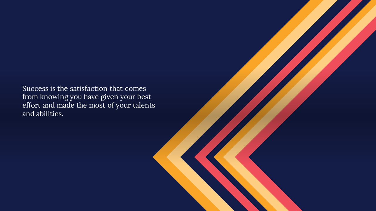 Motivational message with a modern design featuring colorful diagonal stripes on a dark blue backdrop.