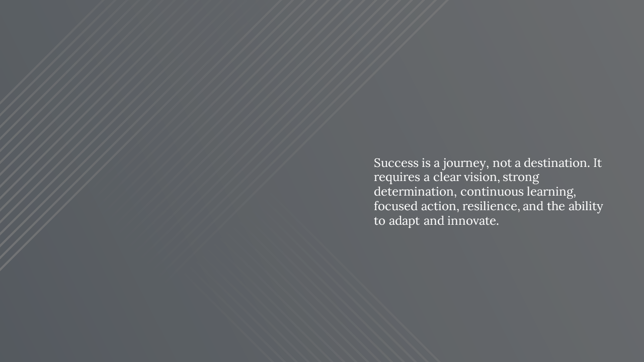 Inspirational quote on success with a dark grey geometric background. 