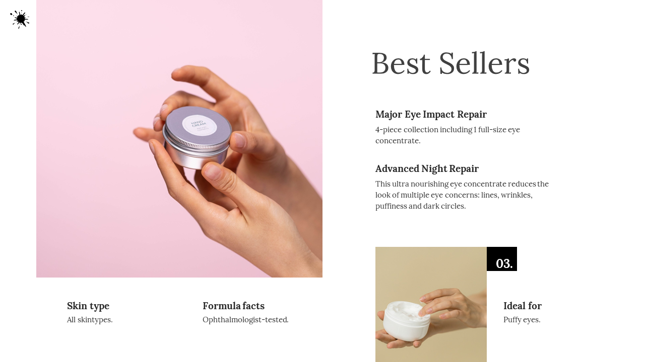 A hand holding a jar of hand cream, with a soft pink background, representing a product for all skin types.