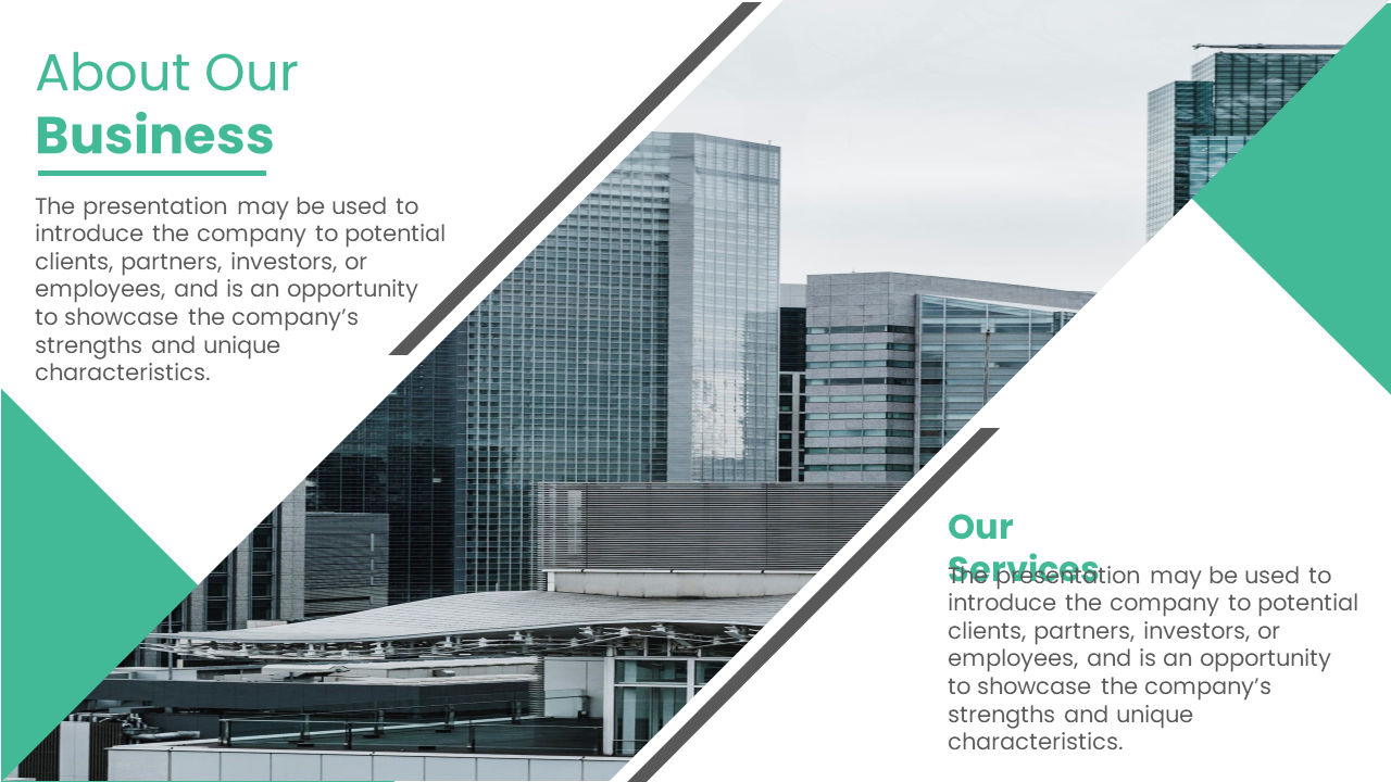 About our business and our services, with an introduction to the company and its unique strengths and characteristics.