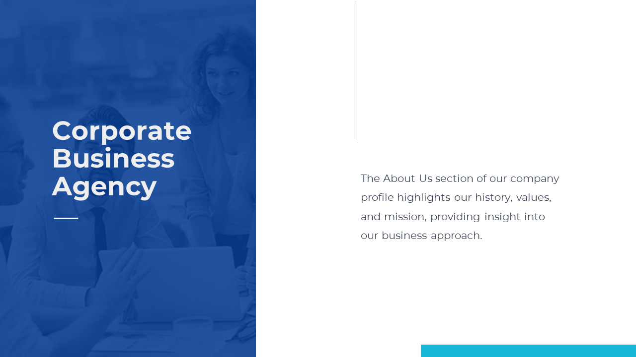 A corporate business team engaged in a meeting with a focused discussion and a woman smiling in the background.