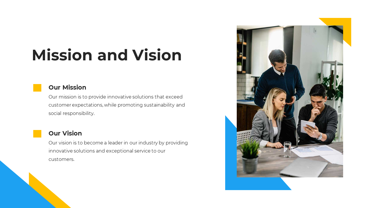 A group of professionals discussing business strategies around a table with descriptions on a white backdrop.