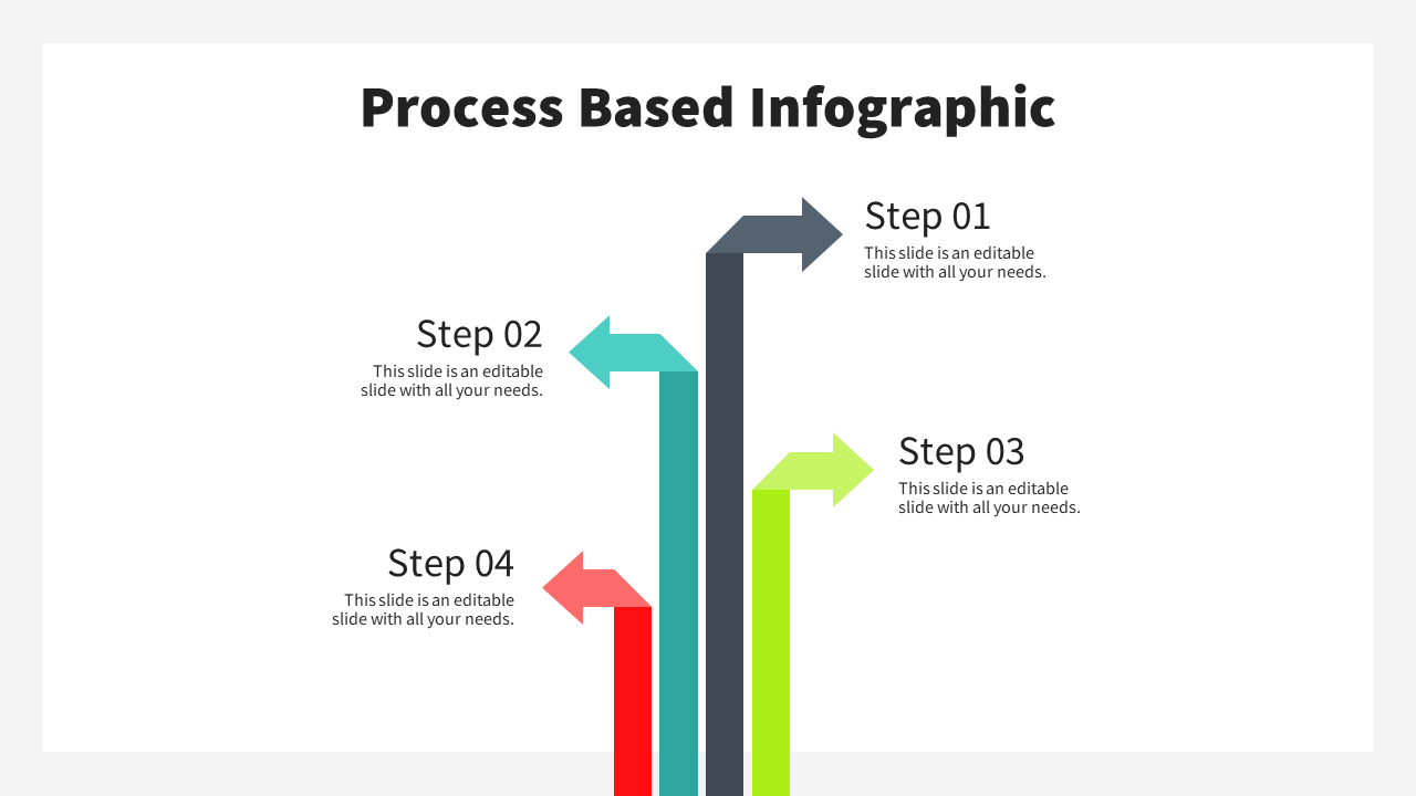 Process infographic featuring four colorful circles, each with an icon and step number with corresponding captions.